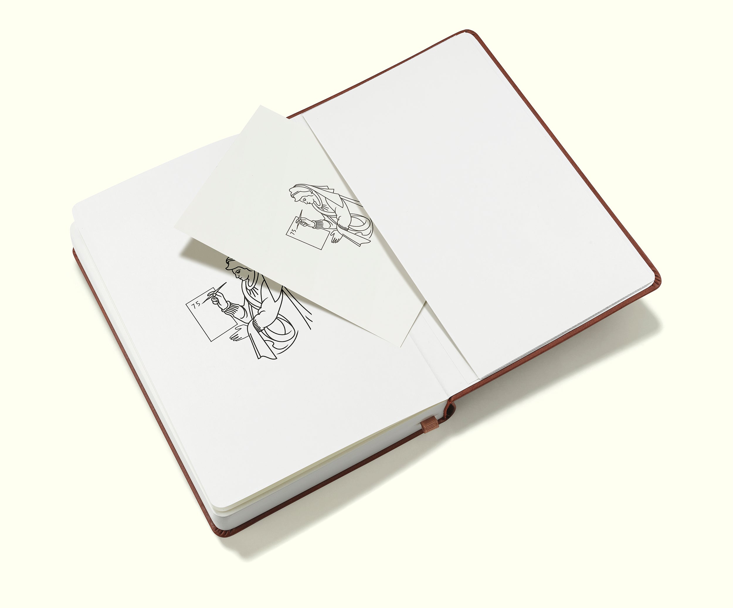 back pocket of brown financial planner and budgeting book in a5 on a blank background
