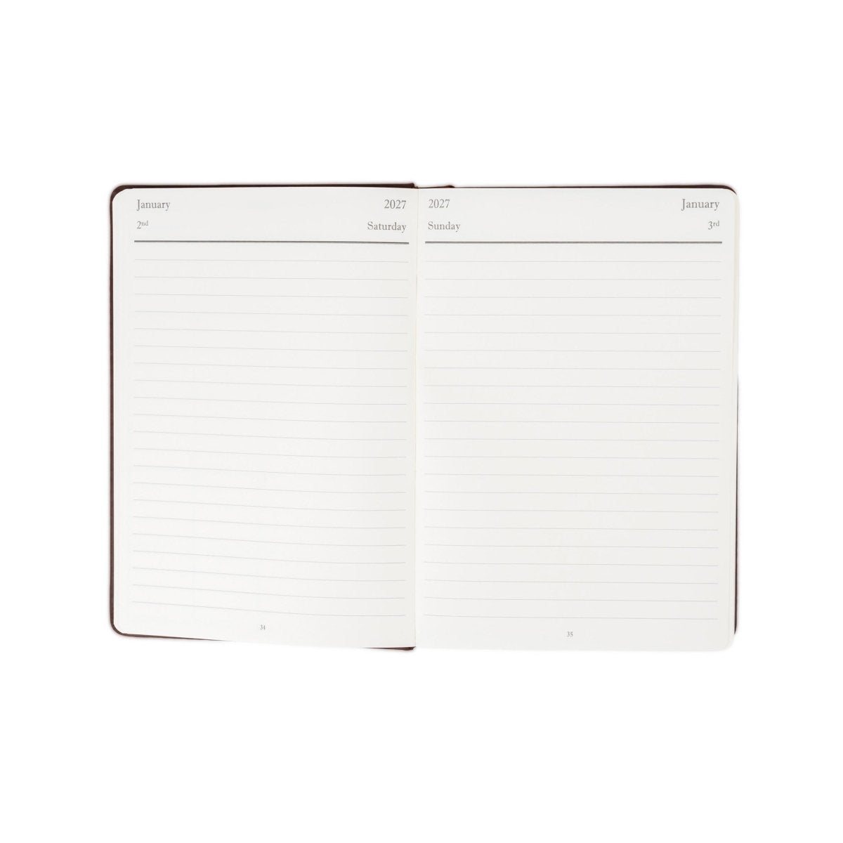 Open executive journal weekly pages with January header and blank writing lines