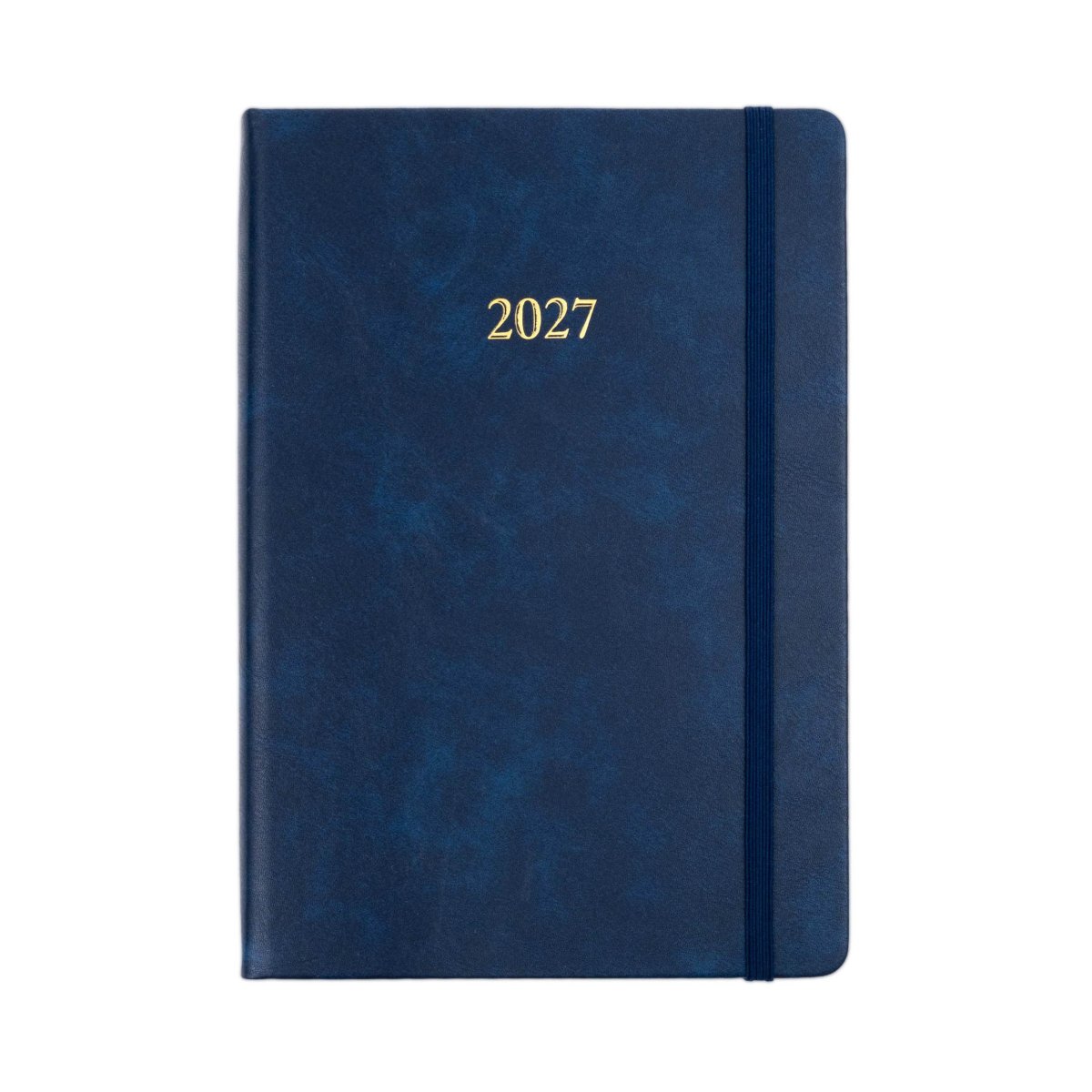 2027 executive journal with blue cover and vertical spine band, A5 size