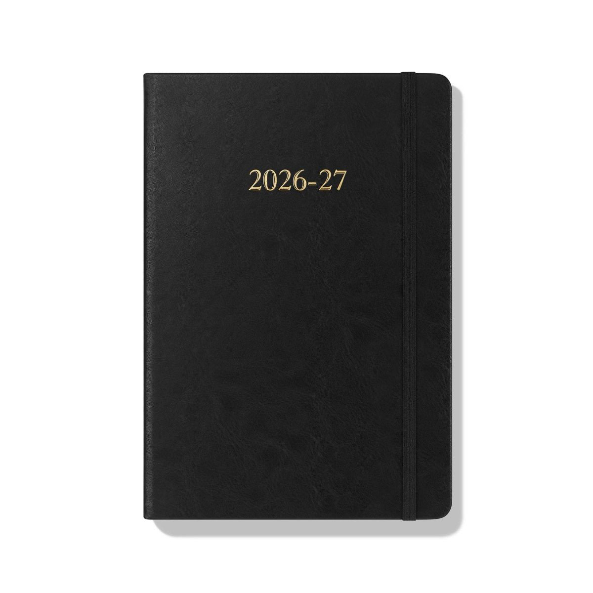 Executive journal cover in black with gold '2026-27' title and elastic strap