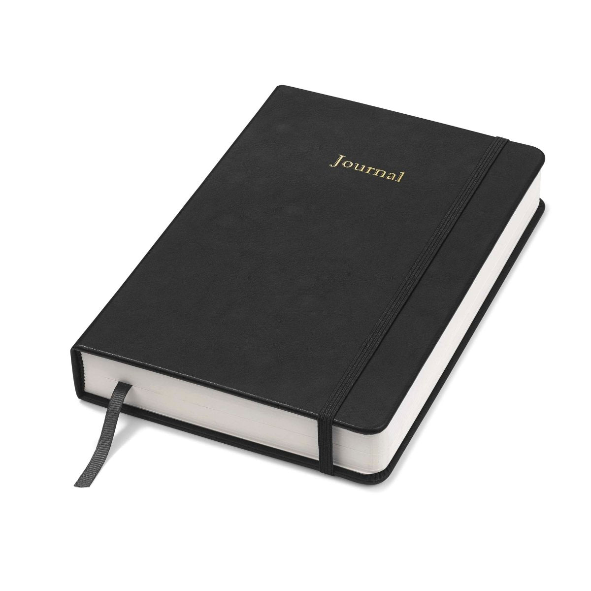 Black weekly productivity planner with soft cover and fabric bookmark