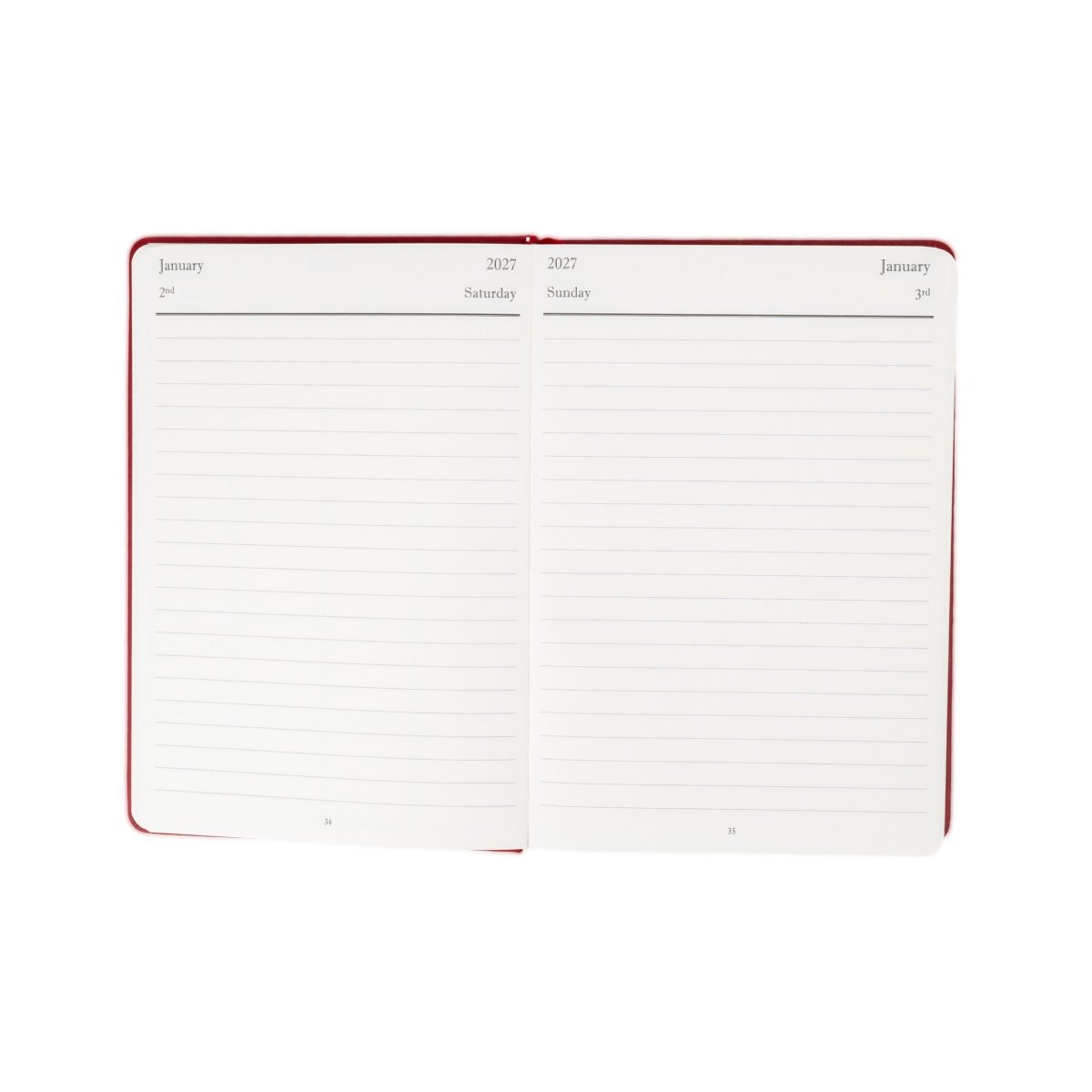 2027 weekly planner journal open showing January dates and lined notes area