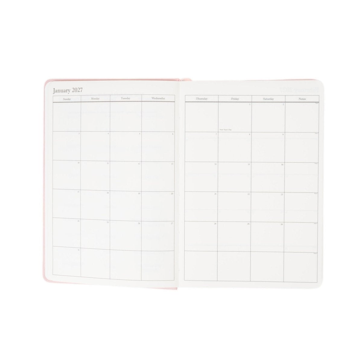 2027 Executive Journal open to monthly grid pages for planning and notes