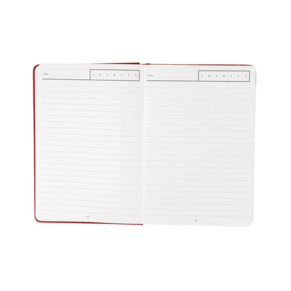 Undated weekly planner journal opened, showing weekly grid sections with “Today” header.