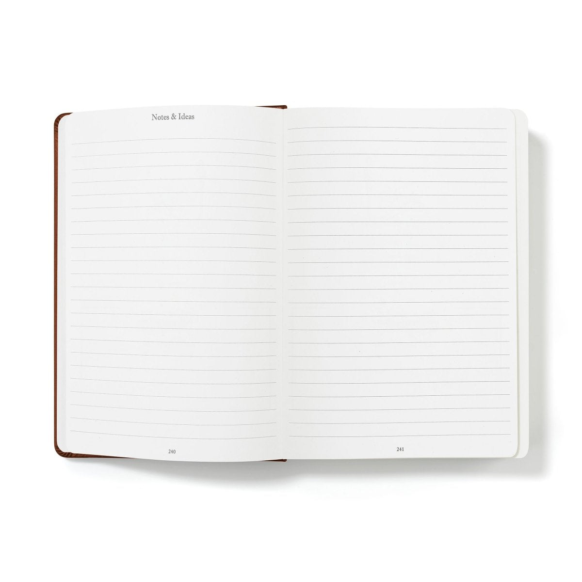 Weekly planner journal open to “Notes & Ideas” lined pages with two-column layout.