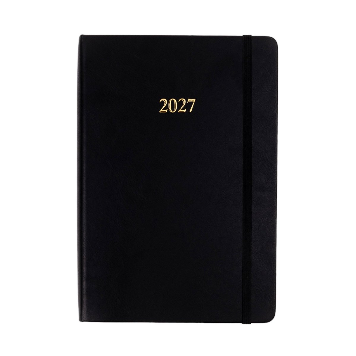 2027 planner journal with black cover and vertical elastic band