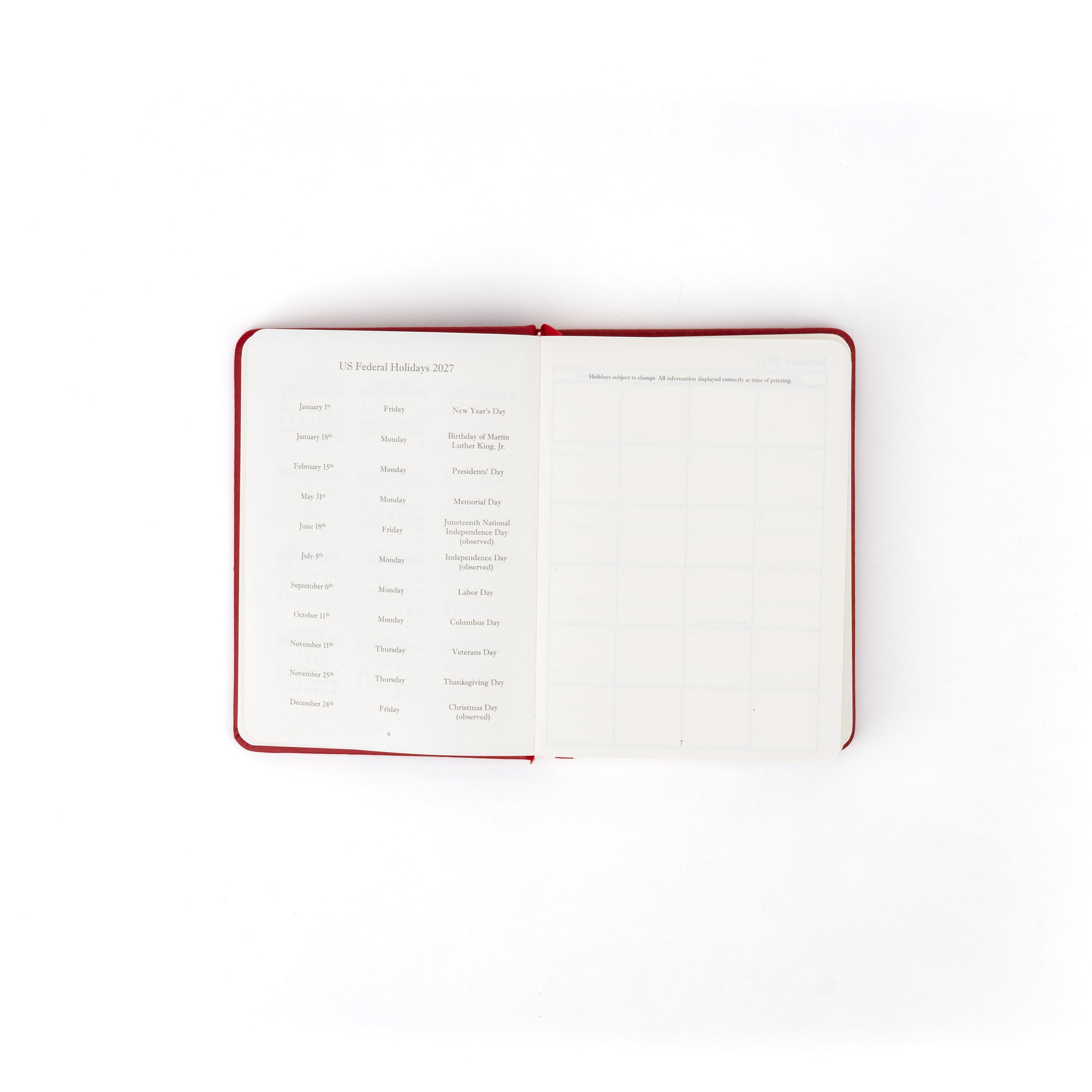 The Executive Journal – 2027 Edition – with US Public Holidays
