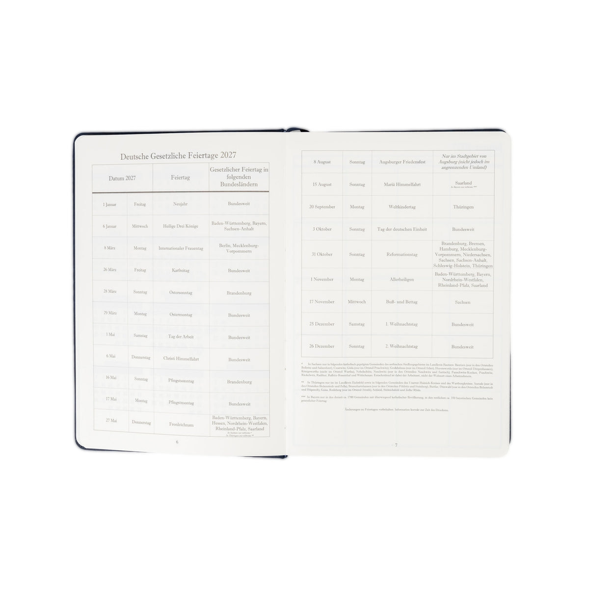 The Executive Journal – 2027 Edition – with German Public Holidays