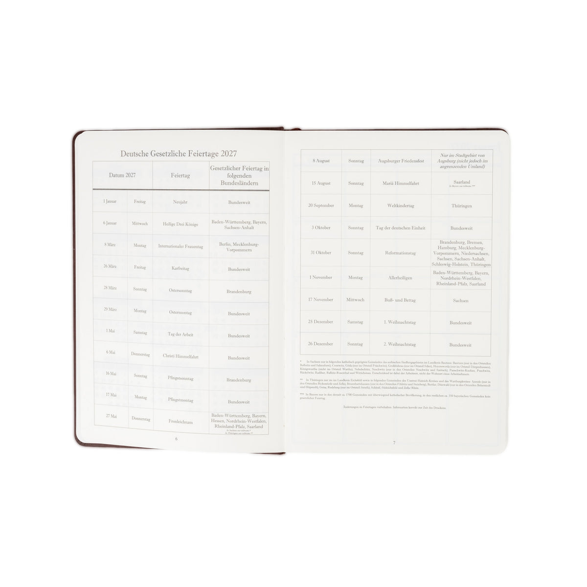 The Executive Journal – 2027 Edition – with German Public Holidays